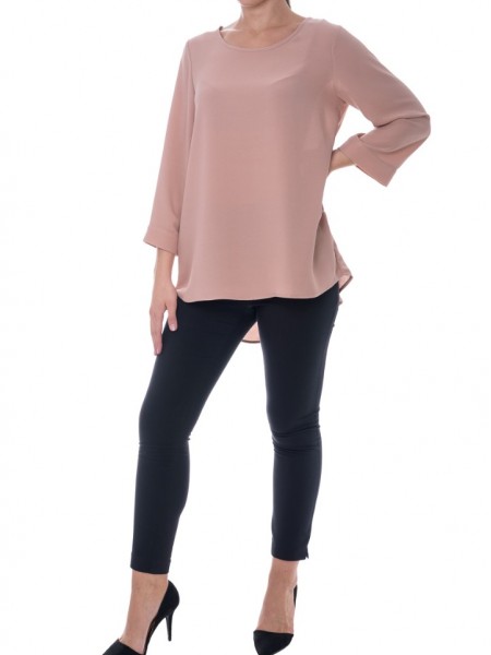  Nude oversized μπλούζα με 3/4 μανίκι και χρυσά κουμπιά στο πίσω μέρος Forel 