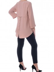  Nude oversized μπλούζα με 3/4 μανίκι και χρυσά κουμπιά στο πίσω μέρος Forel 