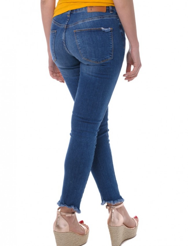 Μπλε skinny jean με ξέφτι στο τελείωμα Innoccent 