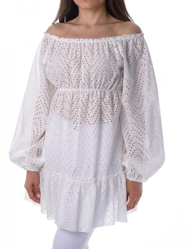 Λευκή μακρυμάνικη  broderie μπλούζα Innocent