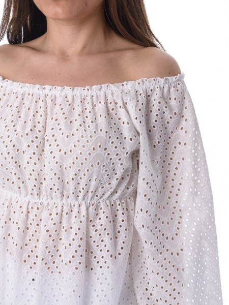 Λευκή μακρυμάνικη  broderie μπλούζα Innocent