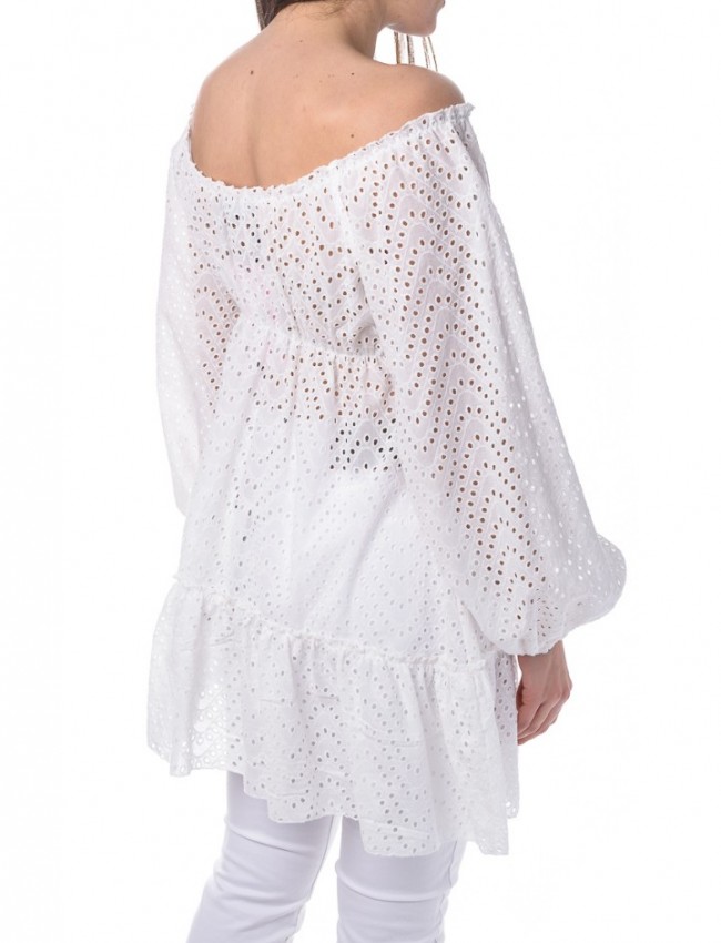 Λευκή μακρυμάνικη  broderie μπλούζα Innocent