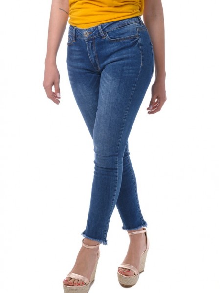 Μπλε skinny jean με ξέφτι στο τελείωμα Innoccent 