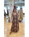 Leopard printed μαύρο αμάνικο satin touch midi φόρεμα, σε χαλαρή γραμμή, με πλαϊνά ανοίγματα και με λεπτές ρυθμιζόμενες τιράντες  Innocent