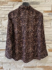 Animal printed καφέ μακρυμάνικο σατινέ πουκάμισο, σε χαλαρή γραμμή και κλείσιμο με κουμπιά Innocent