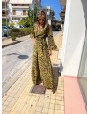 Zebra printed lime μακρυμάνικη κρουαζέ μπλούζα με 3/4 μανίκια καμπάνα και μικρό λάστιχο στο τελείωμα Innocent