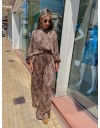 Animal printed μαύρη μακρυμάνικη μπλούζα με oversized μανίκια, λουπέτο λαιμόκοψη και λάστιχο στο τελείωμα Innocent 