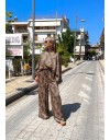 Animal printed μαύρη ψηλόμεση παντελόνα σε ίσια γραμμή με λάστιχο στη μέση και ρυθμιζόμενο κορδόνι Innocent 