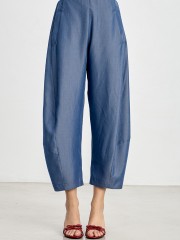 Light blue Jean tencel slouchy-fit σχεδιαστικό παντελόνι, με λάστιχο πίσω στην μέση, κρυφό φερμουάρ στο πλάι και πλαϊνές τσέπες innocent 