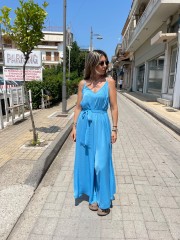Σιελ αμάνικη satin touch ολόσωμη φόρμα, σε χαλαρή γραμμή, με λεπτές ρυθμιζόμενες  τιράντες και αποσπώμενη υφασμάτινη ζώνη Innocent