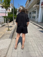 Μαύρο broderie ψηλόμεσο σορτς με εσωτερική επένδυση και ρυθμοζομενο κορδόνι με λάστιχο στην μέση innocent
