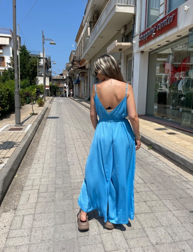 Σιελ αμάνικη satin touch ολόσωμη φόρμα, σε χαλαρή γραμμή, με λεπτές ρυθμιζόμενες  τιράντες και αποσπώμενη υφασμάτινη ζώνη Innocent