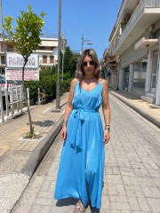 Σιελ αμάνικη satin touch ολόσωμη φόρμα, σε χαλαρή γραμμή, με λεπτές ρυθμιζόμενες  τιράντες και αποσπώμενη υφασμάτινη ζώνη Innocent