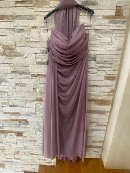 Λιλά lurex αμάνικο maxi φόρεμα με ιδιαίτερο μπούστο Mikael