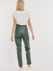 Πράσινο ψηλόμεσο faux-leather FLAVIE παντελόνι σε στενή γραμμή, με μύτες στην μπάσκα, εσωτερικό κρυφό κούμπωμα και τετράγωνες τσέπες πίσω Mind Matter