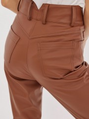Ταμπά ψηλόμεσο faux-leather FLAVIE παντελόνι σε στενή γραμμή, με μύτες στην μπάσκα, εσωτερικό κρυφό κούμπωμα και τετράγωνες τσέπες πίσω Mind Matter