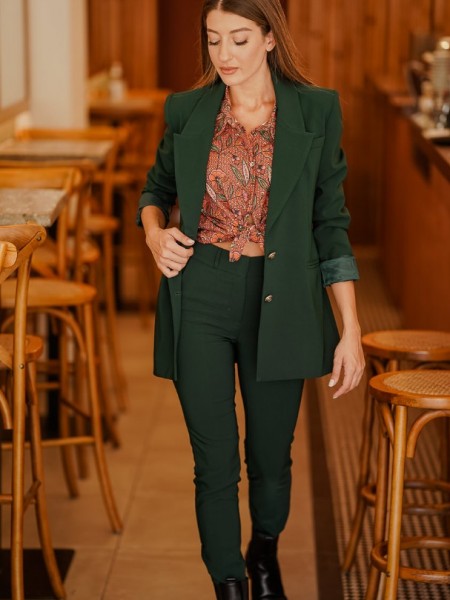 Πράσινο μακρύ loose-fit THIERRY σακάκι με μεγάλα πετά, τσέπες φιλέτο και χρυσά κουμπιά Mind Matter