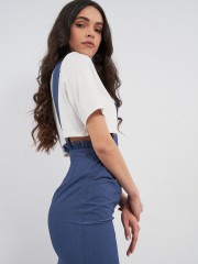 Μπλε τύπου jean RUMOR σαλόπετα με διακοσμητικά εξώγαζα, μπροστινές τσέπες, μικρά βολάν στα πλαϊνά και ιδιαίτερα κουμπιά μπροστά Mind Matter