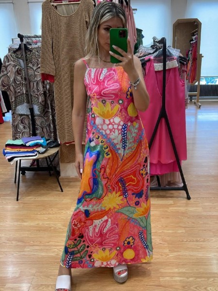 SORBE FUCHIA MAXI DRESS NEVER ON SUNDAY