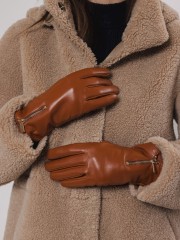 Ταμπά  real-leather γάντια με εξωτερικό χρυσό φερμουάρ Rino e Pelle