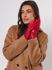 Μπορντώ real-leather γάντια με εξωτερική ραφή και φούντες Rino e Pelle