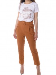Ταμπά ψηλόμεσο παντελόνι loose fit με ζώνη White22