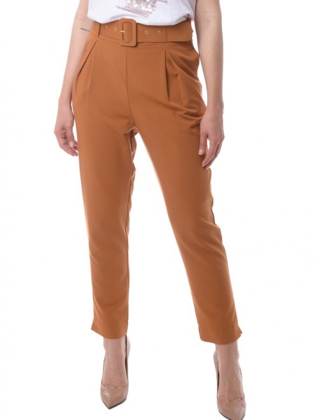 Ταμπά ψηλόμεσο παντελόνι loose fit με ζώνη White22